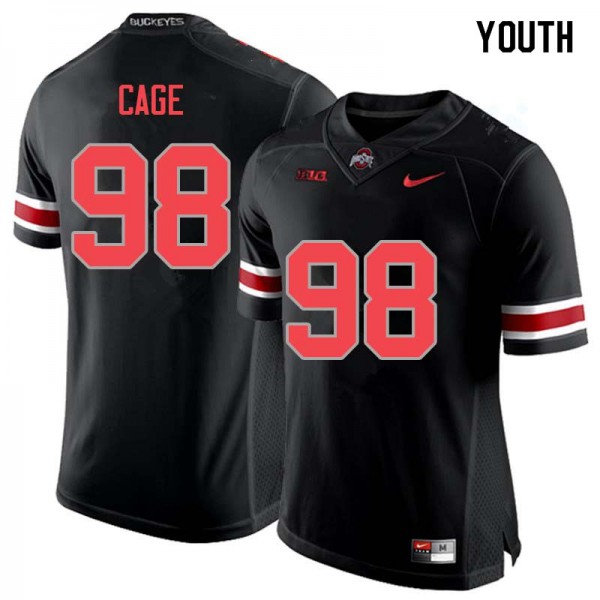 Ohio State Buckeyes #98 Jerron Cage Youth Embroidery Jersey Blackout